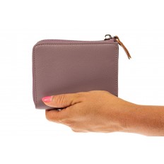 На фото 3 - Женский кошелек-портмоне из натуральной кожи, цвет пудра