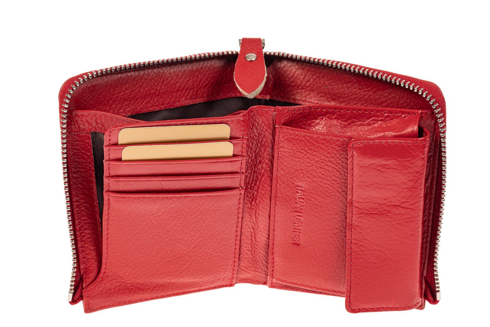 На фото 2 - Женский кошелек-портмоне из натуральной кожи, цвет красный