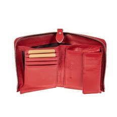 На фото 2 - Женский кошелек-портмоне из натуральной кожи, цвет красный