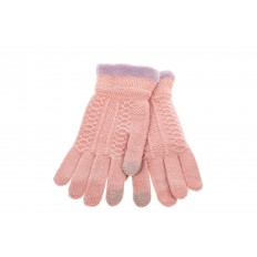 На фото 2 - Перчатки женские вязаные с Touch Screen, цвет розовый