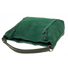 На фото 4 - Женская замшевая сумка тоут, цвет зеленый