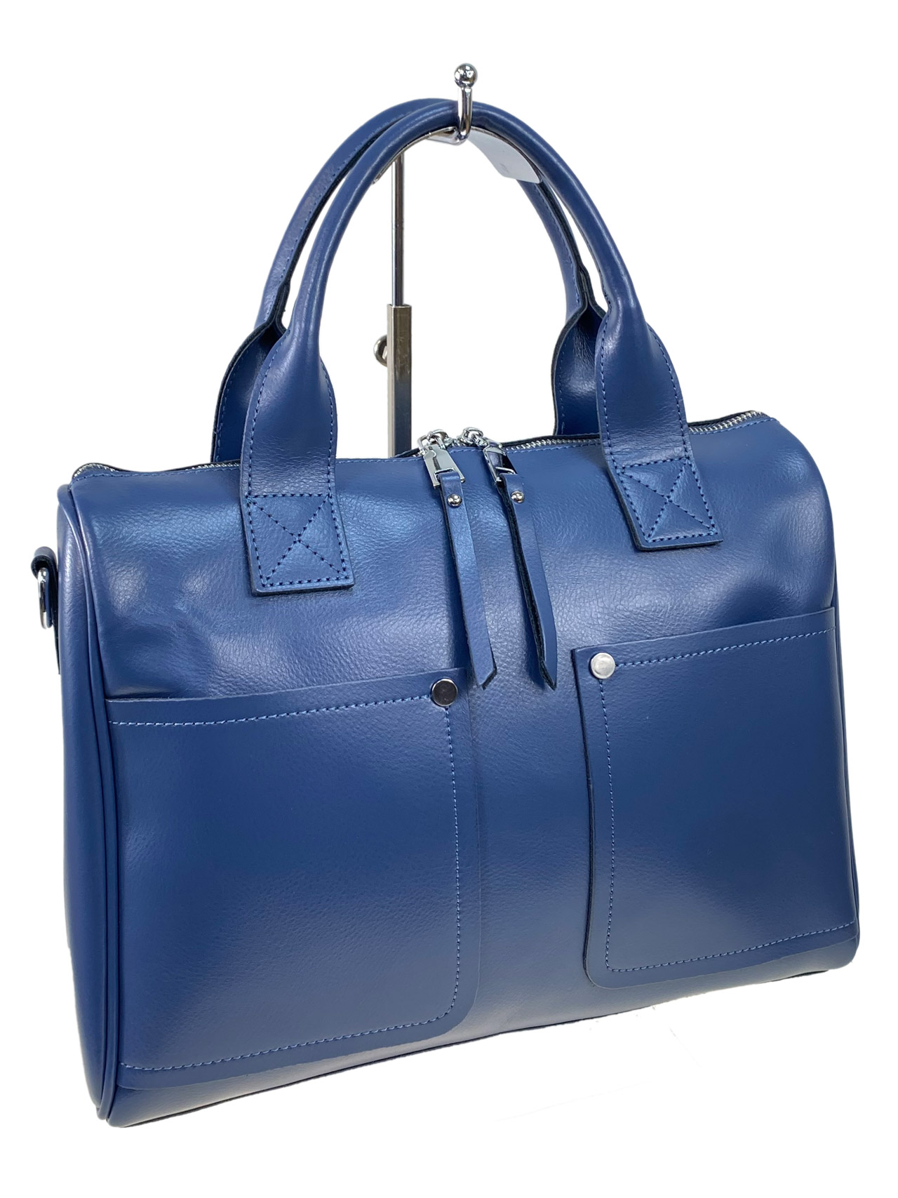 На фото 3 - Женская сумка из натуральной кожи, цвет  ярко синий