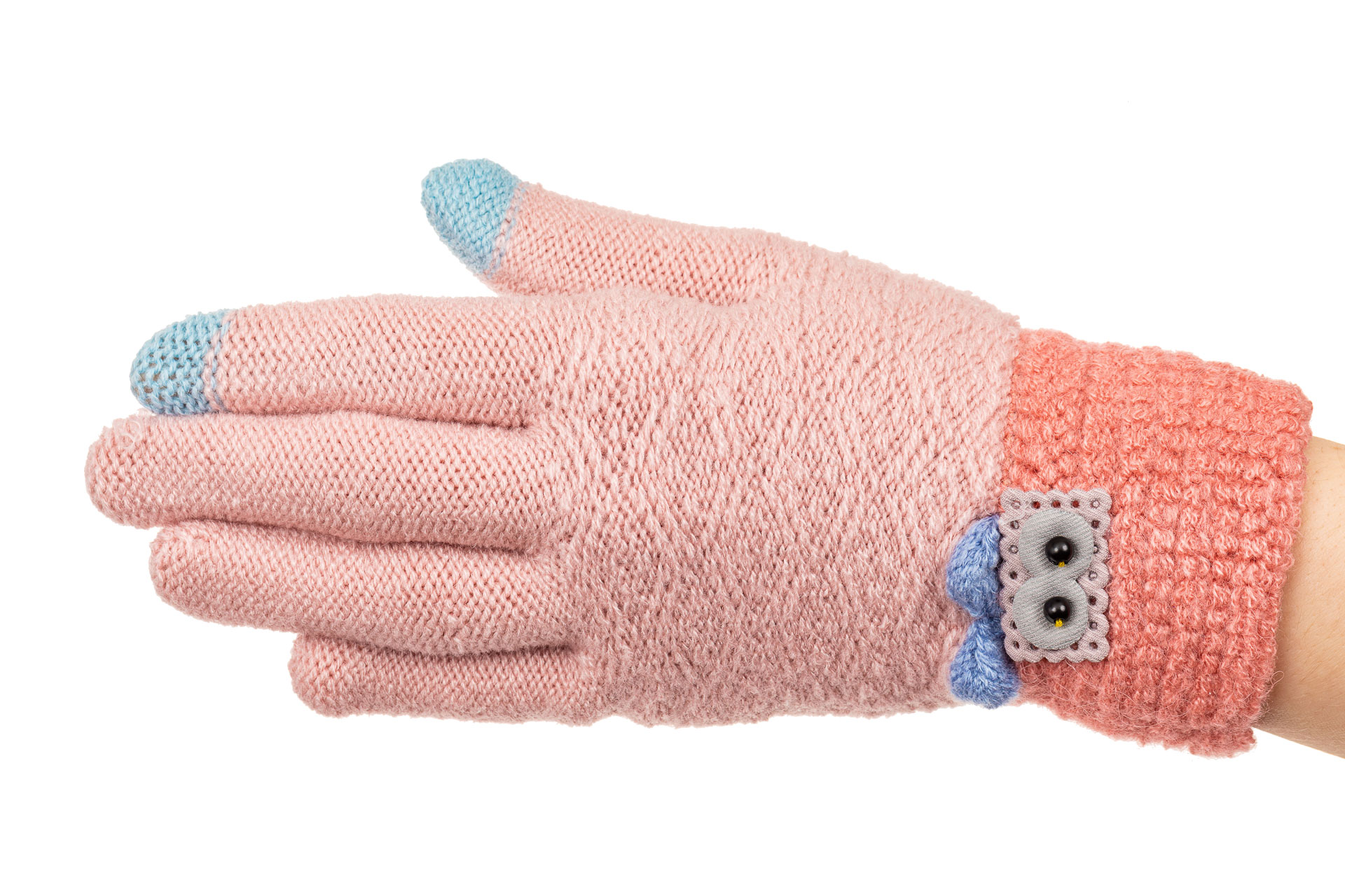 На фото 1 - Шерстяные перчатки женские с Touch Screen, цвет бежево-розовый