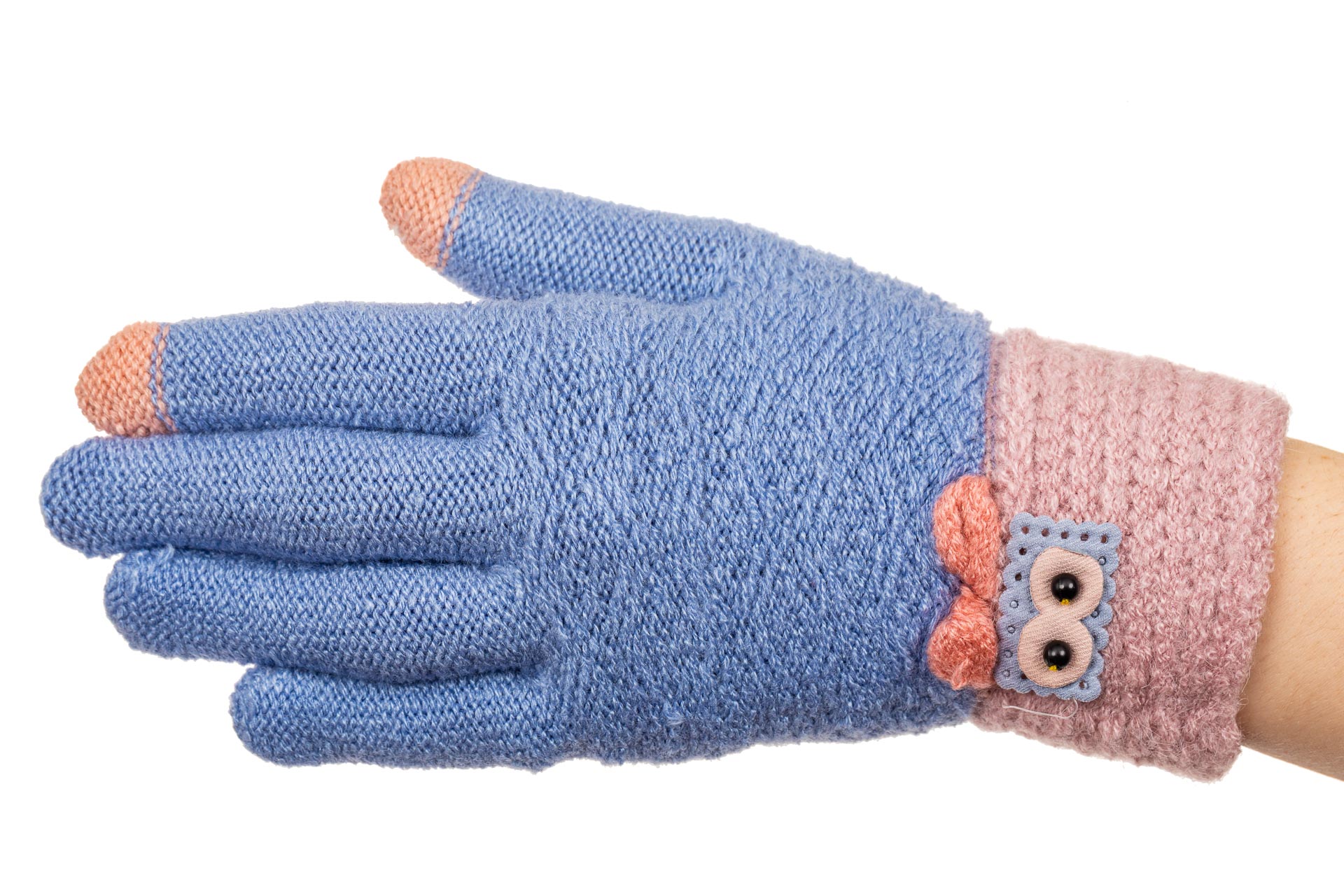 На фото 1 - Шерстяные перчатки женские с Touch Screen, цвет голубой