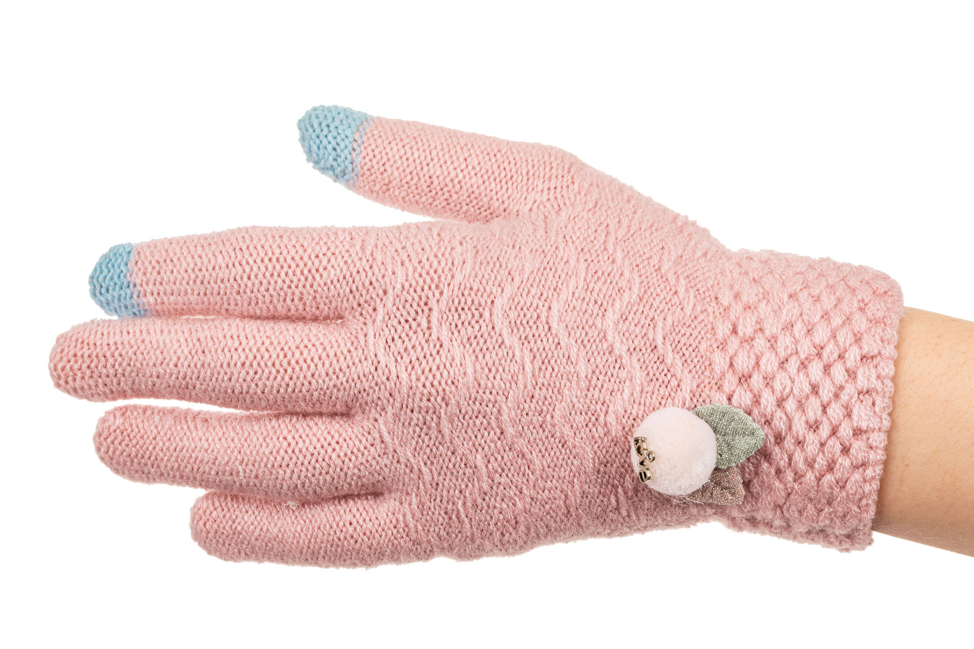 На фото 1 - Перчатки женские шерстяные с Touch Screen, цвет розовый