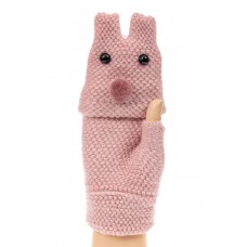 На фото 1 - Перчатки без пальцев женские, митенки вязаные, цвет розовый