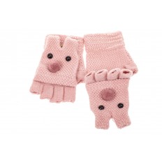 На фото 2 - Перчатки без пальцев женские, митенки вязаные, цвет розовый
