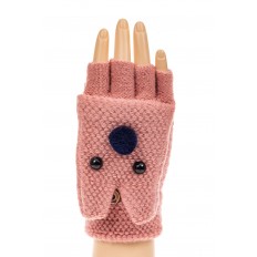 На фото 3 - Перчатки без пальцев женские, митенки вязаные, цвет пудра