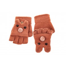 На фото 2 - Перчатки без пальцев женские, митенки вязаные, цвет коричневый