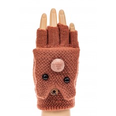 На фото 3 - Перчатки без пальцев женские, митенки вязаные, цвет коричневый