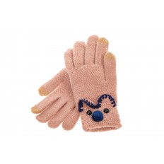 На фото 2 - Забавные вязаные перчатки женские с Touch Screen, цвет пудра