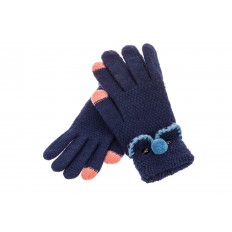 На фото 2 - Забавные вязаные перчатки женские с Touch Screen, цвет синий