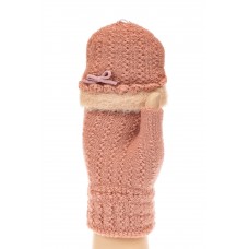 На фото 1 - Перчатки без пальцев женские, митенки с ангорой, цвет пудра