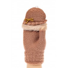 На фото 1 - Перчатки без пальцев женские, митенки с ангорой, цвет коричневый