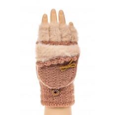 На фото 3 - Перчатки без пальцев женские, митенки с ангорой, цвет коричневый