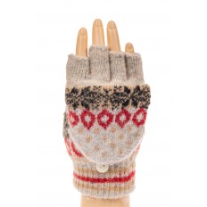 На фото 3 - Перчатки без пальцев женские, митенки вязаные с орнаментом, цвет серый