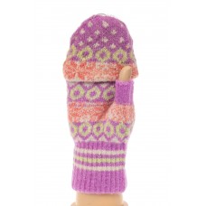 На фото 1 - Перчатки без пальцев женские, митенки вязаные, цвет сиреневый
