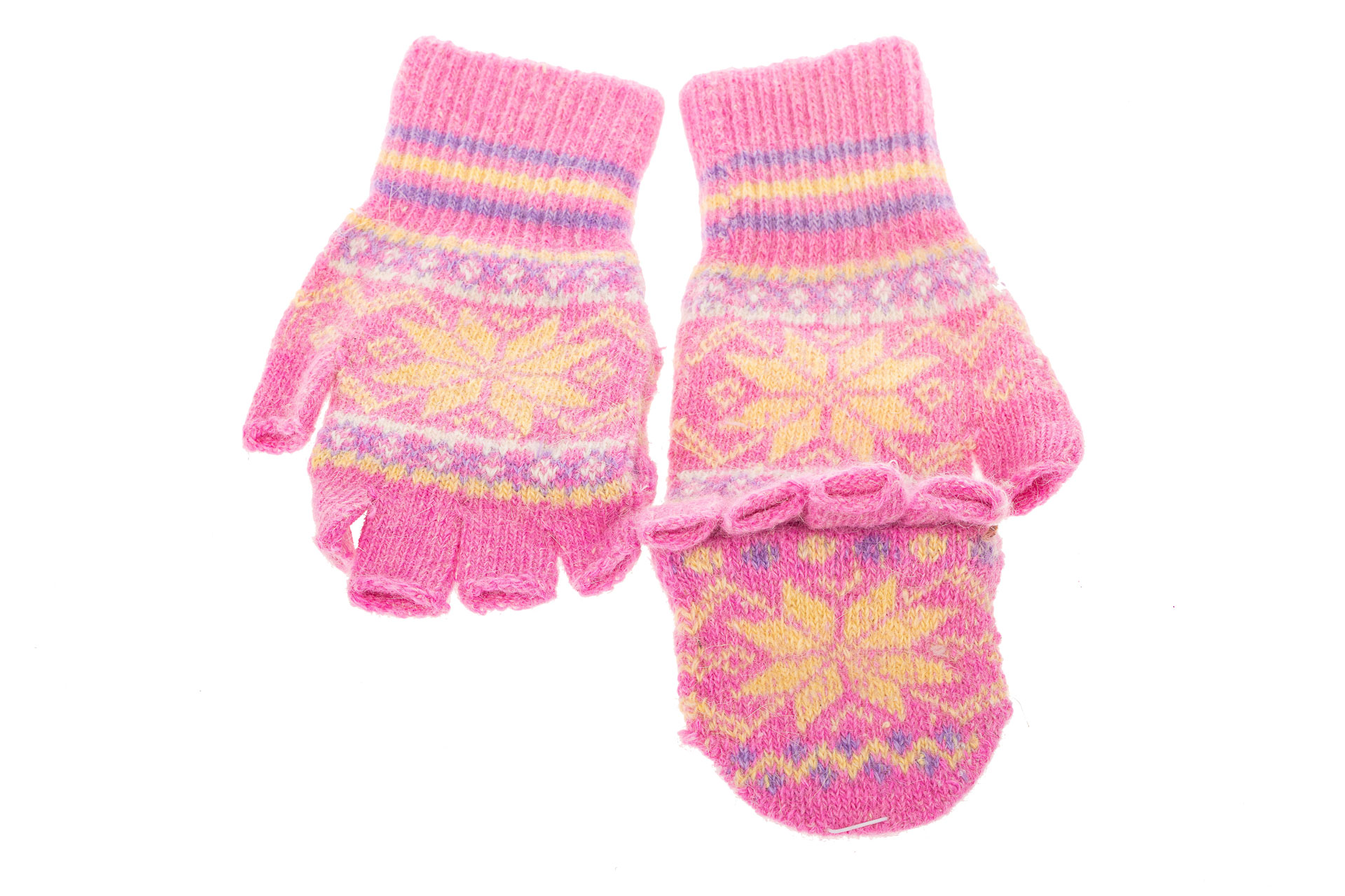 На фото 2 - Перчатки без пальцев женские, митенки вязаные, цвет лиловый