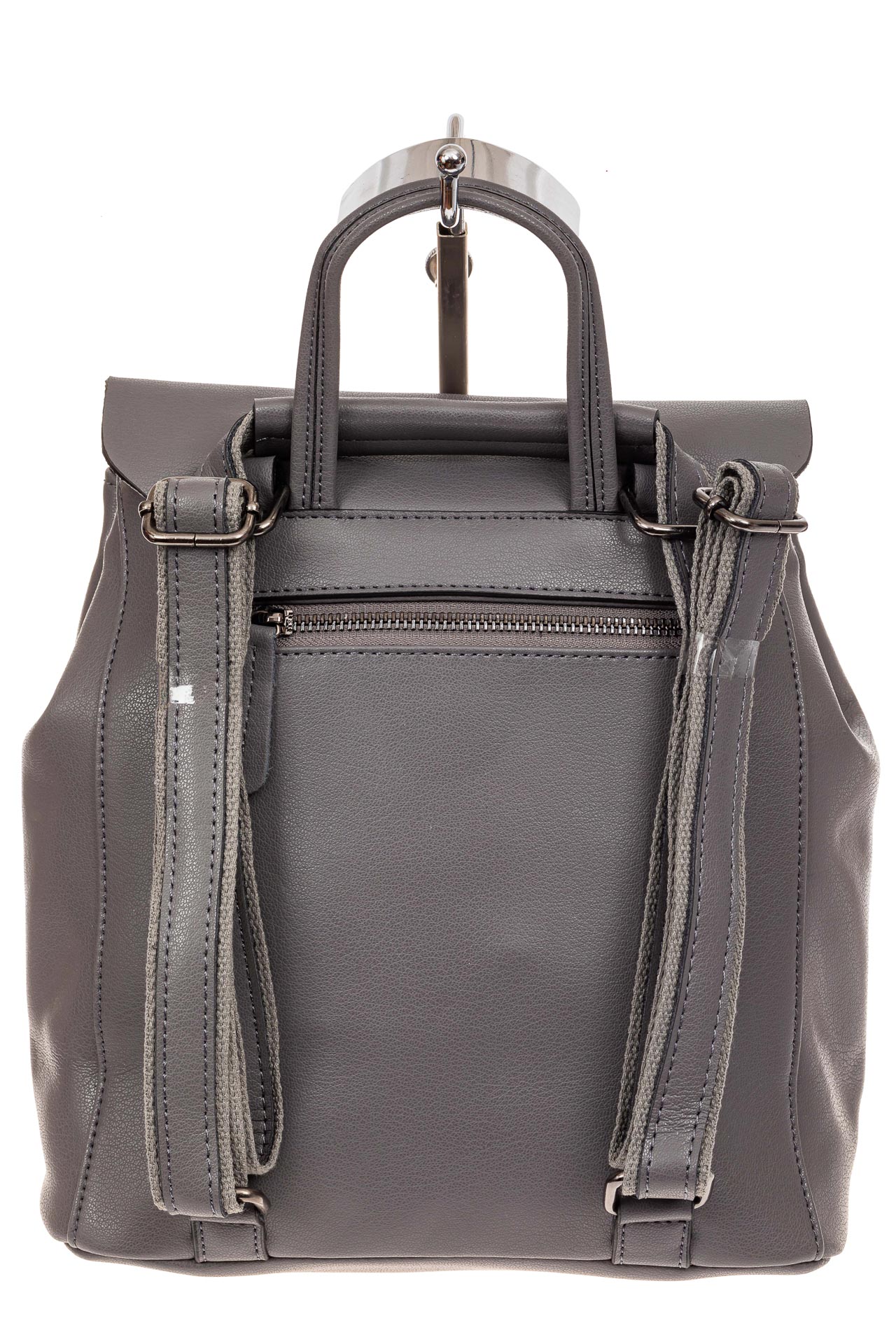 На фото 3 - Женский рюкзак трансформер из натуральной кожи, цвет серый