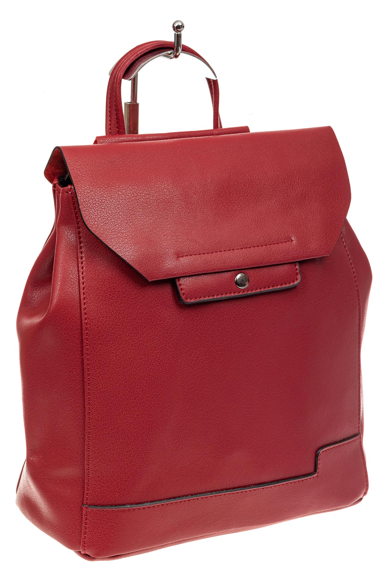 На фото 1 - Женский рюкзак трансформер из натуральной кожи, цвет красный