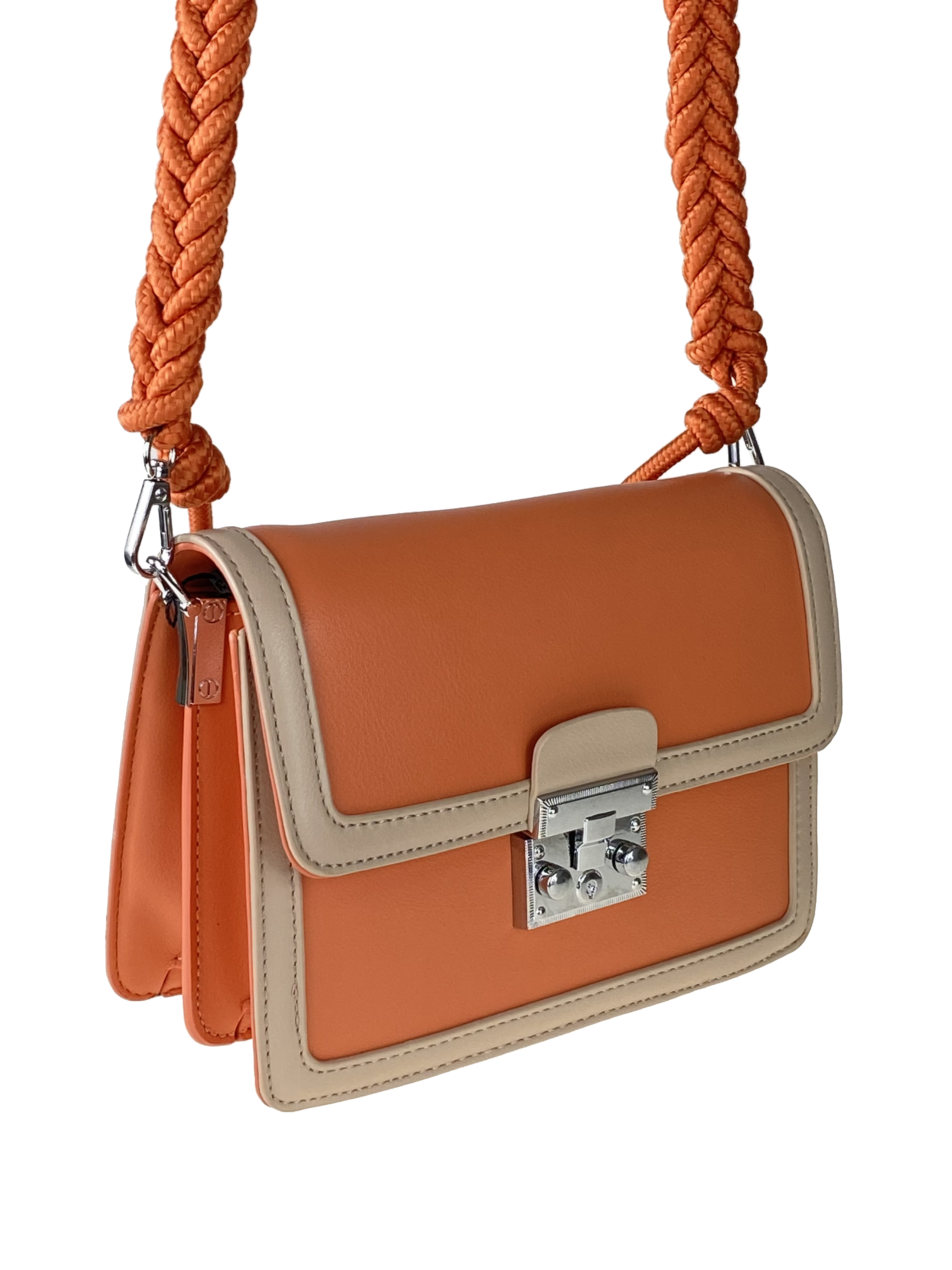 На фото 1 - Женская летняя сумка сэтчел из экокожи, цвет оранжевый