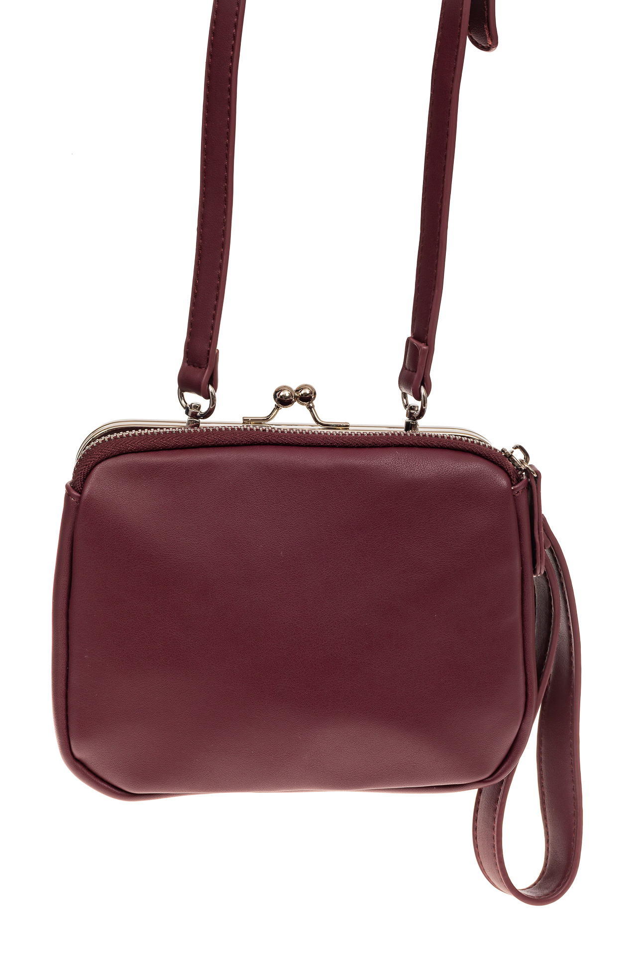 На фото 3 - Оригинальная женская сумка, комбинированная модель, цвет бордовый
