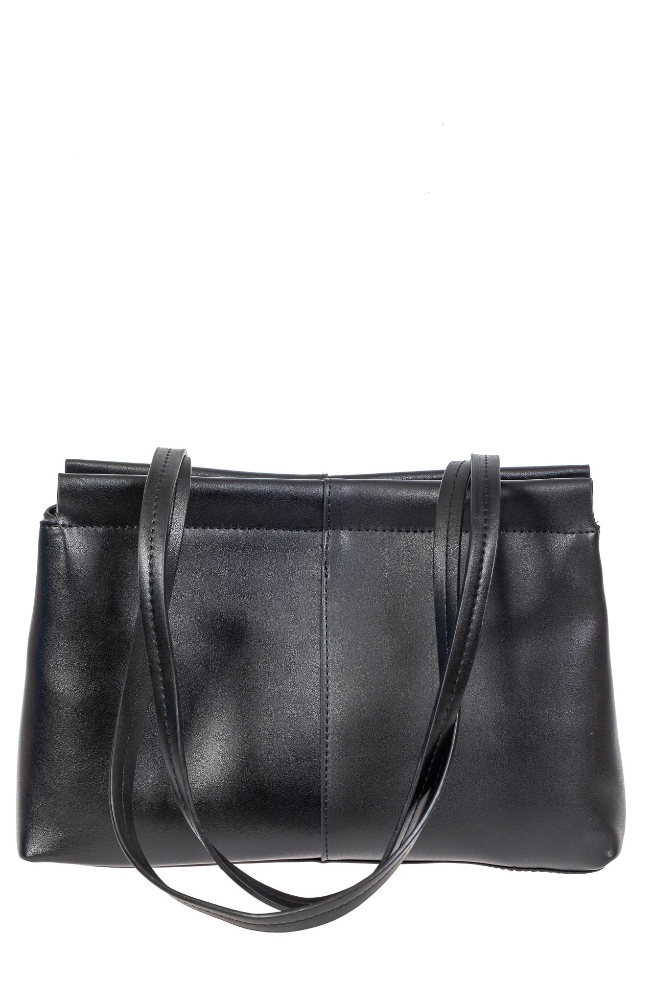 На фото 3 - Классическая женская сумка из гладкой экокожи, цвет чёрный