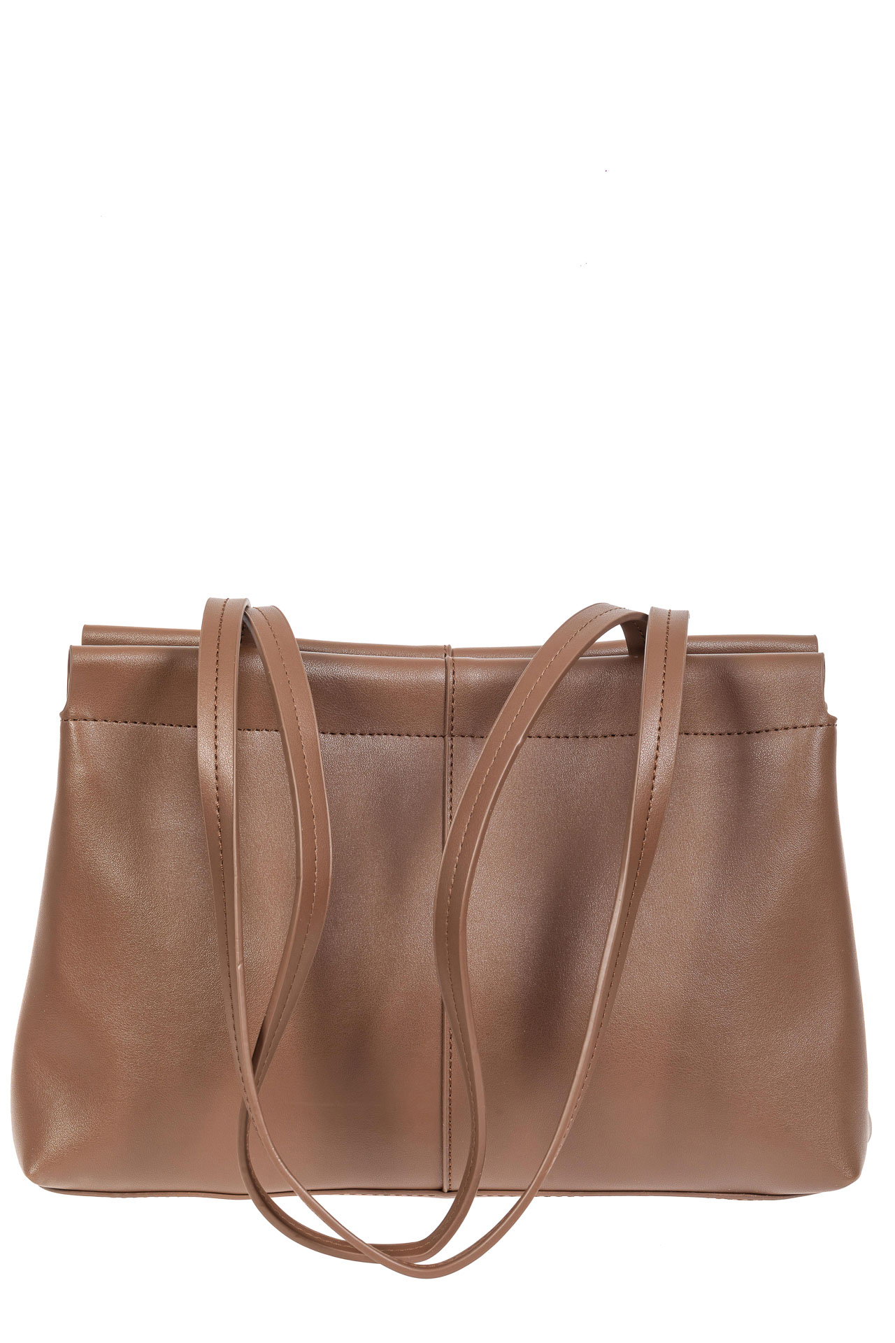На фото 3 - Классическая женская сумка из гладкой экокожи, цвет коричневый