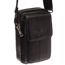 На фото 1 - Маленькая мужская сумка из натуральной кожи, цвет черный