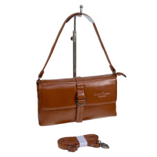 На фото 1 - Женская сумка из натуральной кожи, цвет  коричнево-рыжий