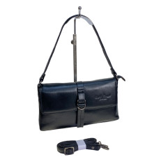 На фото 1 - Женская сумка из натуральной кожи, цвет  черный