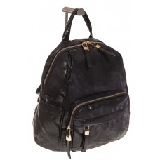 На фото 1 - Черный женский рюкзак с мягкими обводами из эко-кожи A666A