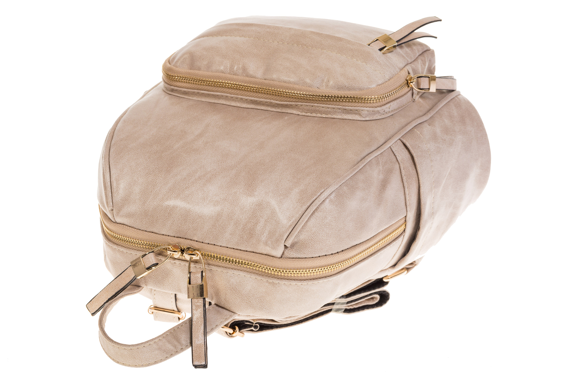 На фото 4 - Бежевый женский рюкзак с мягкими обводами из эко-кожи A666A