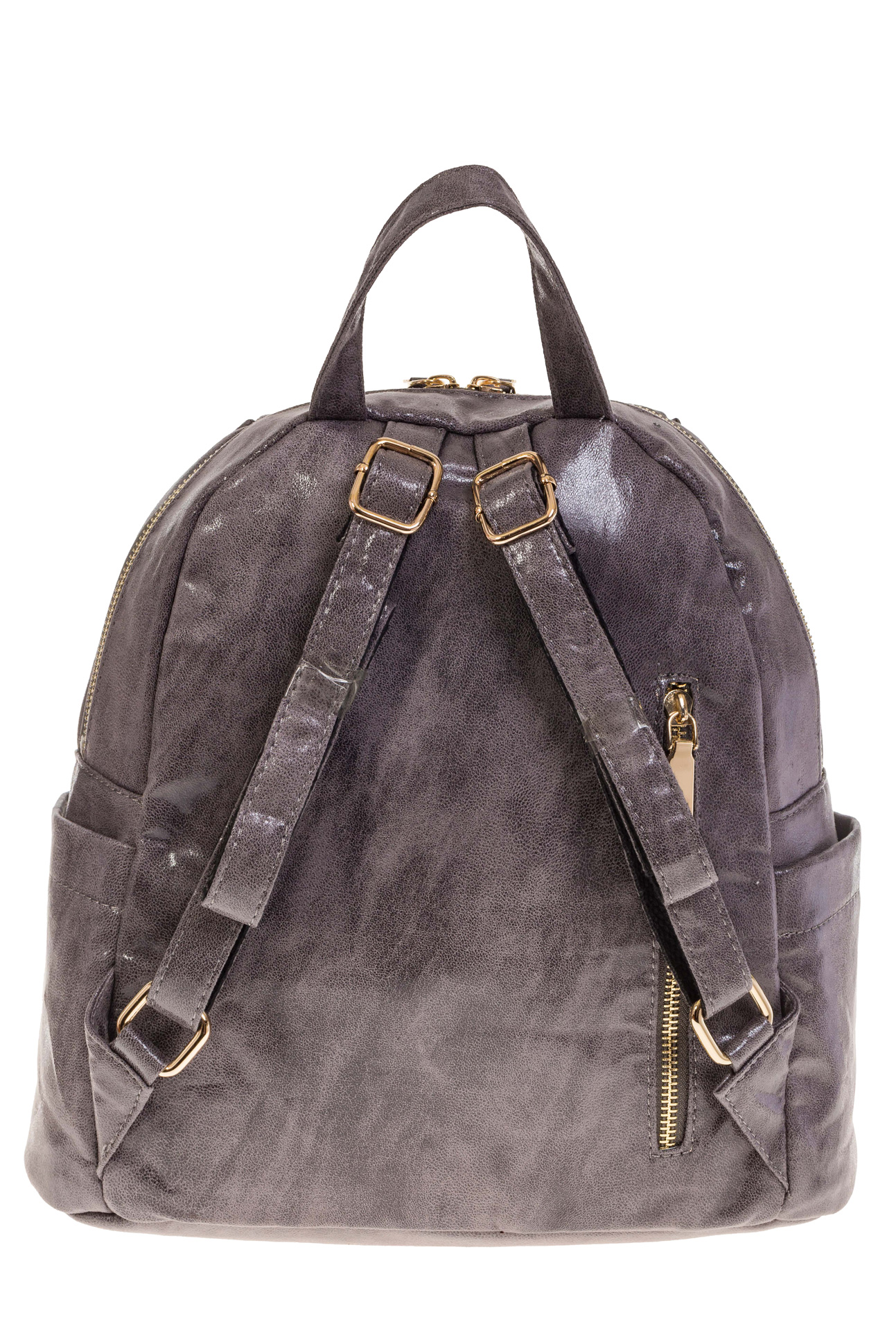 На фото 3 - Серый женский рюкзак с мягкими обводами из эко-кожи A666A