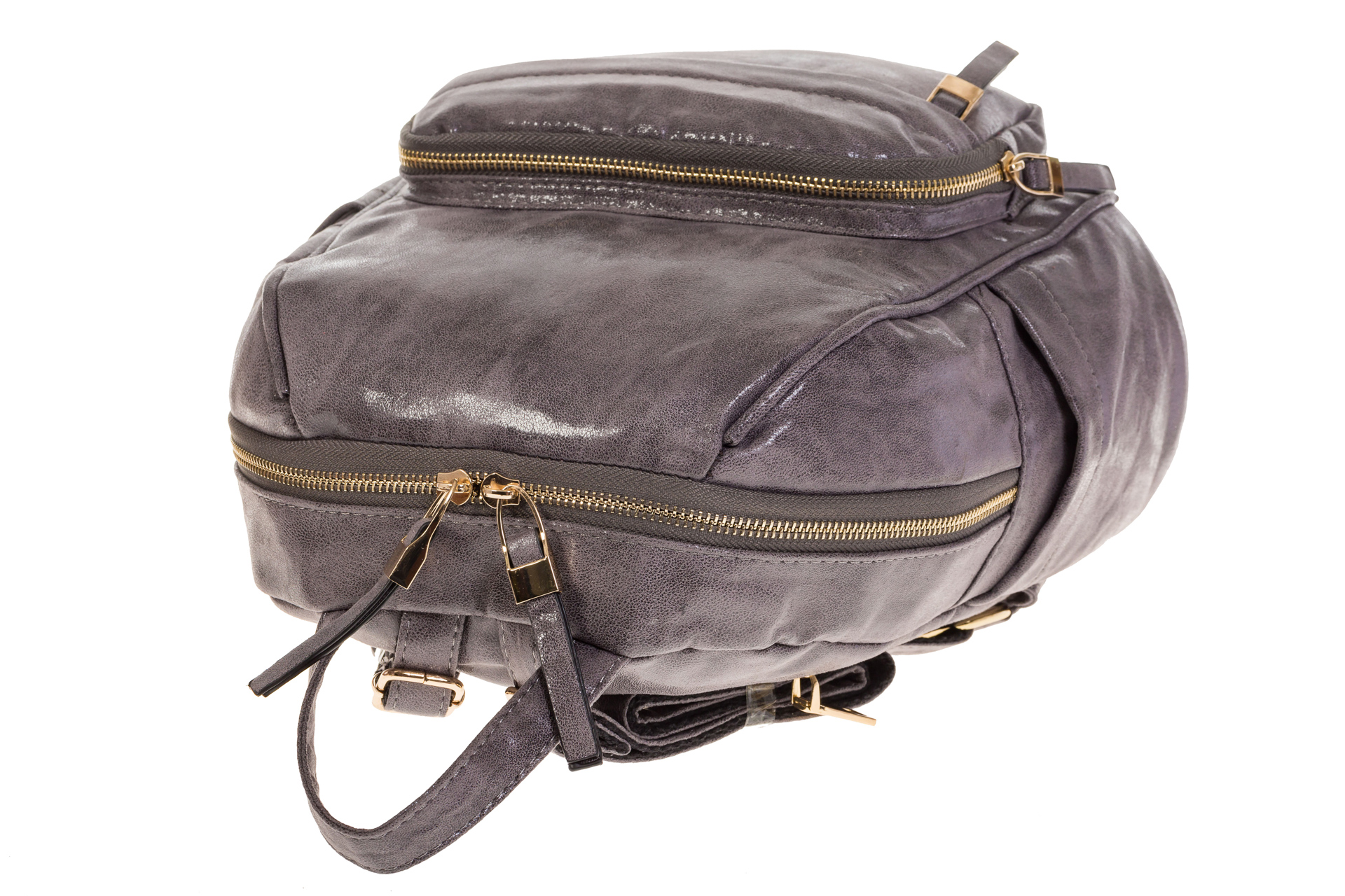 На фото 4 - Серый женский рюкзак с мягкими обводами из эко-кожи A666A