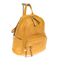 На фото 1 - Желтый женский рюкзак с мягкими обводами из эко-кожи A666A