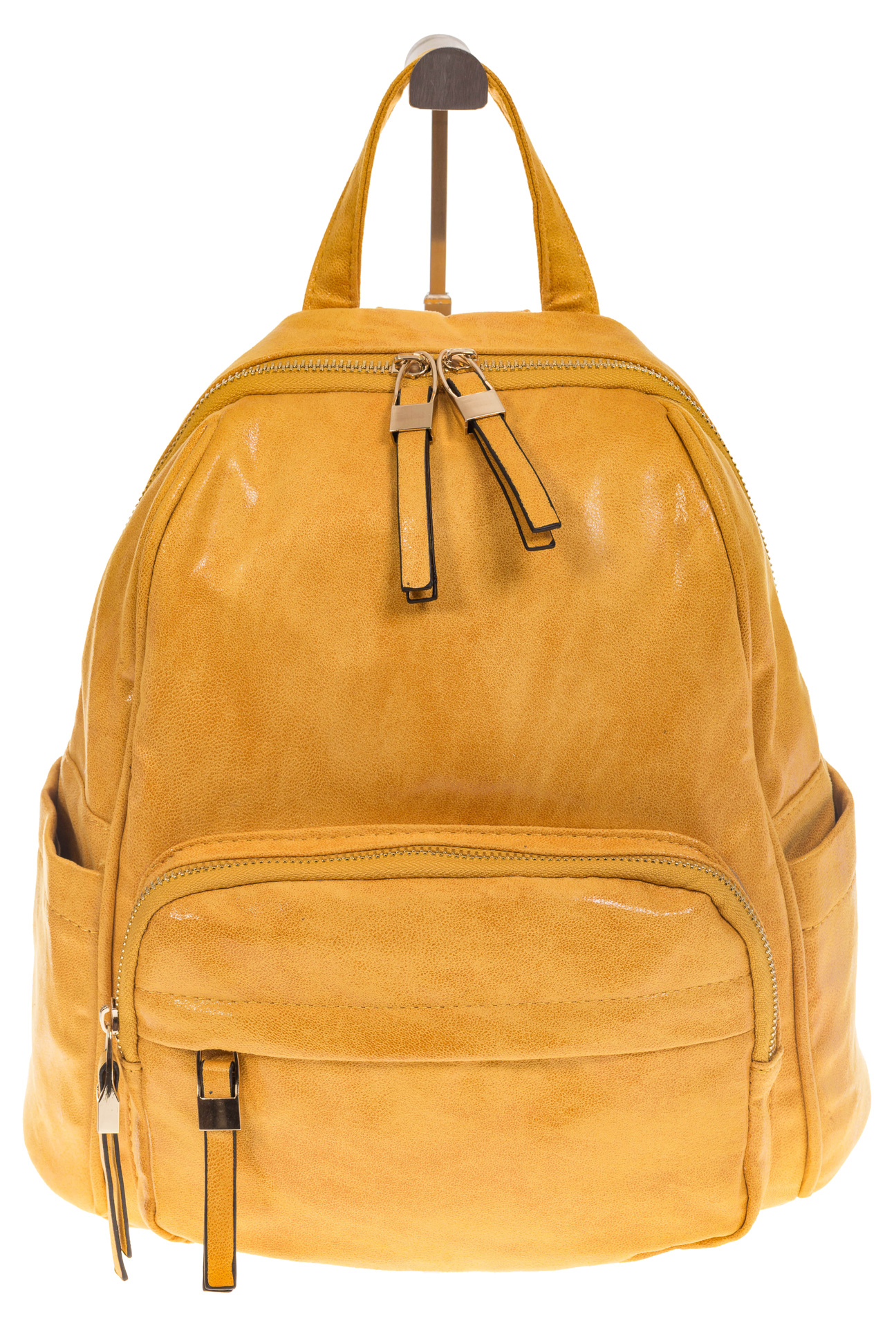 На фото 2 - Желтый женский рюкзак с мягкими обводами из эко-кожи A666A