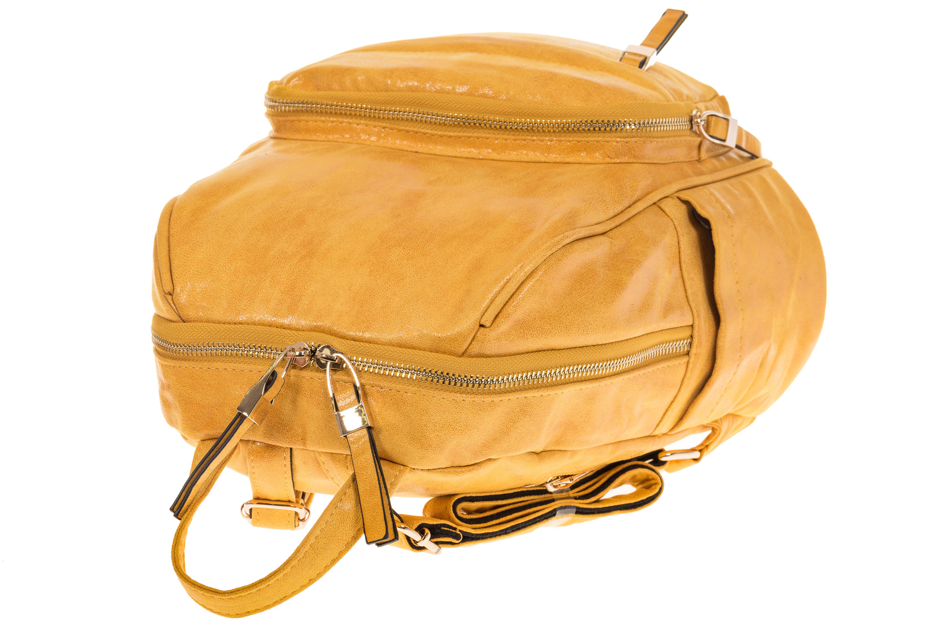 На фото 4 - Желтый женский рюкзак с мягкими обводами из эко-кожи A666A