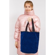 На фото 5 - Сумка-мешок женская из ткани, цвет синий