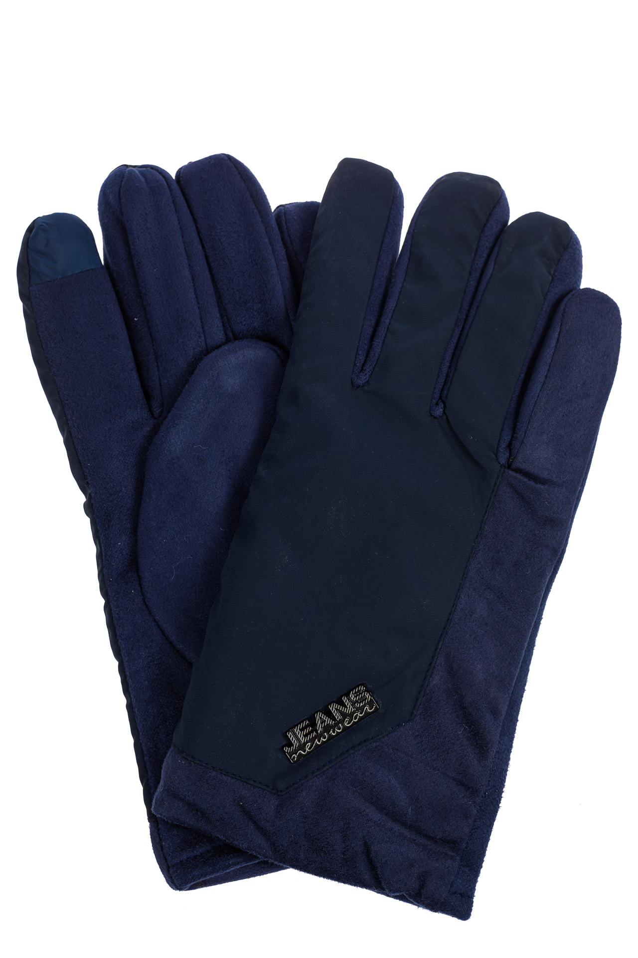 На фото 1 - Утепленные перчатки мужские из велюра, цвет синий