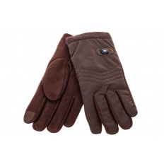 На фото 2 - Качественные комбинированные перчатки мужские, цвет коричневый