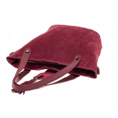 На фото 4 - Замшевая сумка шоппер, цвет бордовый