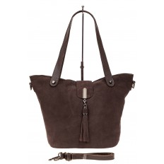 На фото 2 - Замшевая сумка шоппер, цвет коричневый