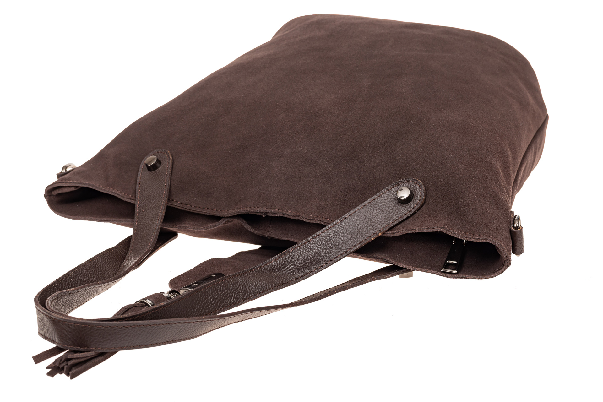 На фото 4 - Замшевая сумка шоппер, цвет коричневый