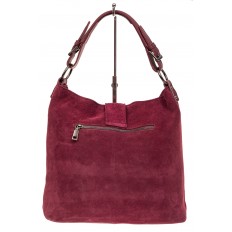 На фото 3 - Новинка: женская замшевая сумка с кожаным ремешком, цвет бордовый