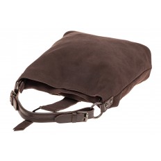 На фото 4 - Замшевая сумка с кожаным ремешком, цвет коричневый