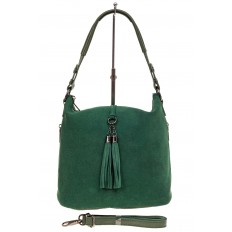 На фото 2 - Небольшая замшевая сумка, зеленая