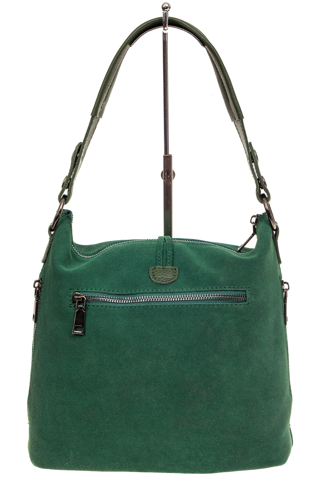 На фото 3 - Небольшая замшевая сумка, зеленая