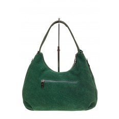 На фото 3 - Большая замшевая сумка хобо, цвет зеленый