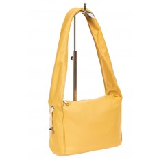 На фото 3 - Женская сумка из мягкой искусственной кожи с широкой ручкой, цвет светло-жёлтый